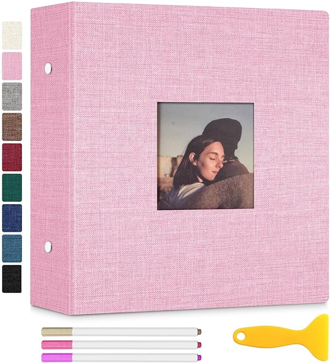 Zesthouse Photo Album Self Adhesive with Picture Display Window, 3-Ring Scrapbook Albums 60 Pages Holds 8x10 5x7 4x6 Photos, DIY Photo Book Ideal Gift for Family Wedding Baby