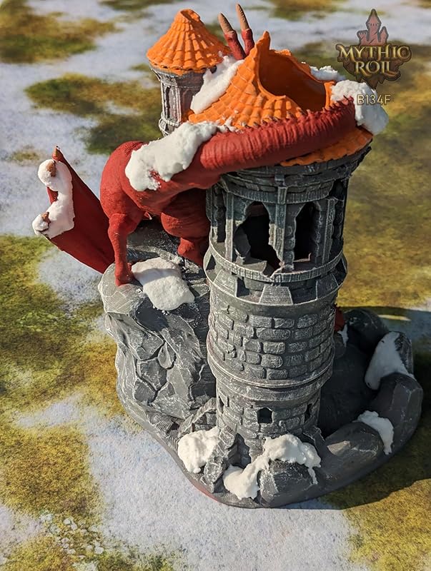 Dragon 3D Printed Dice Tower - Mythic Roll Collection - Unchained Games - Ascend to New Heights with your Rolls! (19.) Silk-Blue & Green)