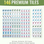 Chinese Mahjong Game Set 146 Qulity Mahjong Green Tiles 1.4-inch Chinese Mahjong Game Set with Blue Printed Carrying Bag [中式麻將 專業套裝](Tiles ONLY, Racks Not Included)