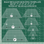 Hexagon Quilting Template Set - 8", 7", 6", 5", 4", 3", 2", 1" Sizes with 1/4" Seam Allowance - Durable Acrylic Templates for Quilting, Patchwork, Crafting, & Sewing Projects