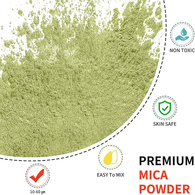 Mica Powder - 100g Mica Powder for Epoxy Resin - Metallic Color Pigment for Resin, Soap, Bath Bombs, Eye Shadow, Nails, DIY Crafting Projects etc. (Tender Green)