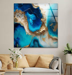 My Photostation.com 30Wx24H'' Blue Alcohol ink Glass Wall ArtTempered Glass Printing Wall Decor Large Wall Art Wall Hangings
