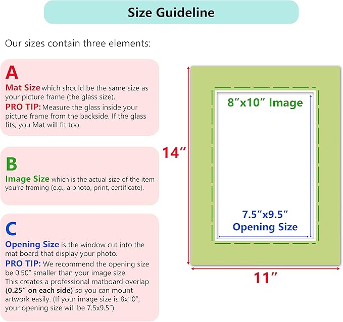Poster Master Smooth White Matboard – 4-Ply Acid-Free Picture Mat Board with 45° Beveled Cut, Made in USA, Custom Cut to Any Size, 1/16" Thickness for Framing & Displays