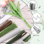 PATIKIL 32 Inch 22 Gauge Floral Stem Wire, 5 Pack/200 Pieces Bouquet Stem Paper Wrapped for DIY Crafts Flower Arrangements, Black
