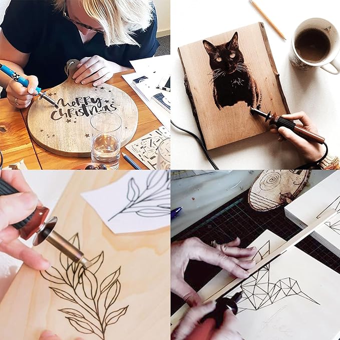 BEZALEL 112Pcs Wood Burning Tips - Pyrography Wood Burning Kit Includes Wood Burning Tips Only Wood Burning Letters Wood Burning Stencils and Patterns for Embossing Carving DIY Adults Crafts Beginners