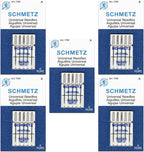 SCHMETZ Universal Sewing Machine Needles - Size 80/12, 5-Needle Cards, Pack of 5