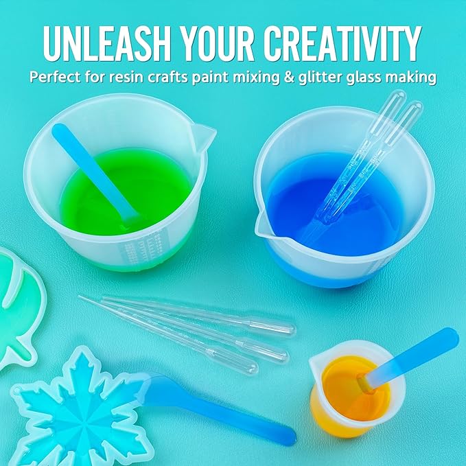 Silicone Resin Mixing Measuring Bowls 2Pcs 600ml/20oz for Resin Supplies, Thickened Reusable Silicone Bowl Cups for Epoxy Mixing, with Stir Sticks, Jewelry Making