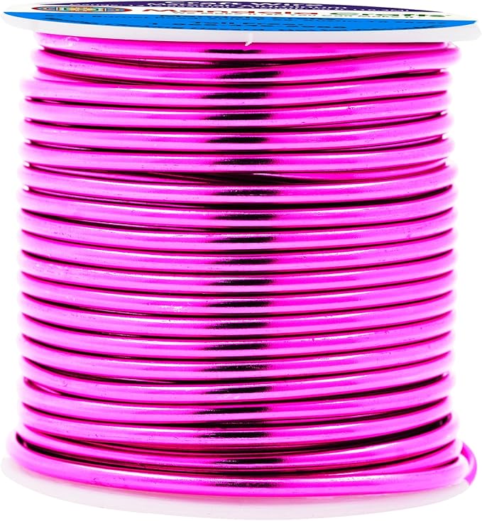 Mandala Crafts 12 Gauge Anodized Aluminum Craft Wire for Jewelry Making - 60 FT Colored Flexible Magenta Wire - Bendable for Bonsai Armature Crafting Sculpting