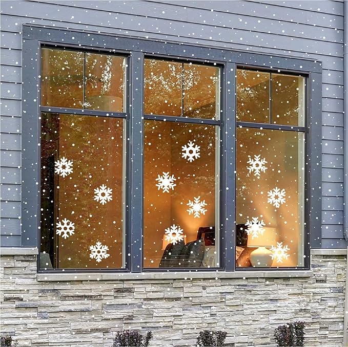 JAJADO Self Adhesive Reusable Christmas Stencils Merry Christmas Ornaments Silk Screen Stencils Winter Xmas Transfers for Coffee Bar, Office, School, Indoor Outdoor Christmas Home Decor Craft Project