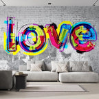 wall26 Wall Sticker/Wall Mural Colorful Graffiti, Not Peel and Stick, Non-Woven Wallpaper Decorative for Bedroom, Living Room, Office - 120x168 inches