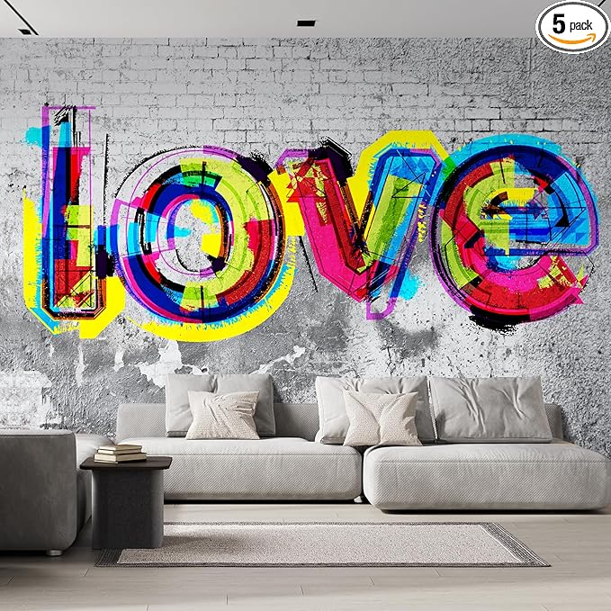 wall26 Colorful Graffiti Large Wall Mural, Removable Peel and Stick Wallpaper, Home Decor - 120x120 inches