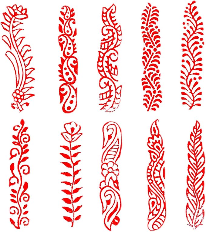 Royal Kraft Border Wooden Printing Stamps (Set of 10) - DIY Henna Fabric Textile Paper Clay Pottery Blocks Htag2199