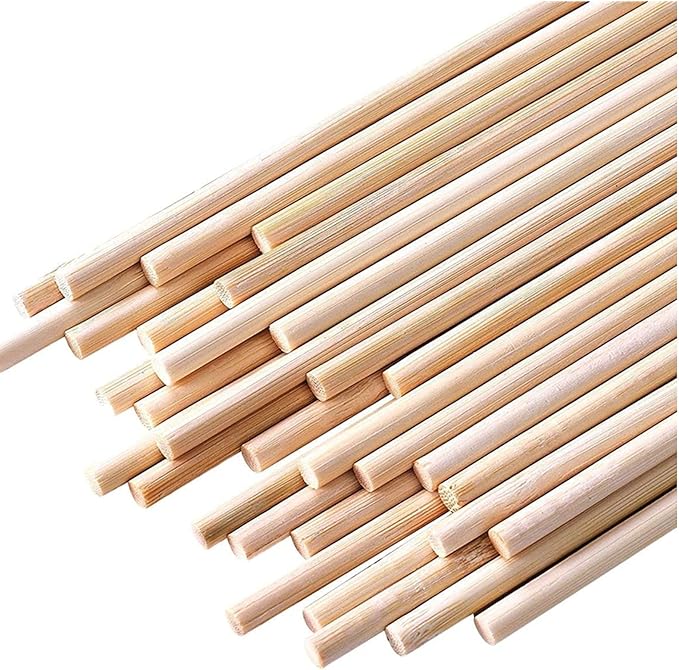 HOPELF 100PCS Dowel Rods - 1/8 x 12 Inch Bamboo Sticks - for Crafts, Cake Dowels and DIYers