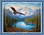 Dooxvey Cross Stitch Kits for Adults Beginners,Full Range of Cross-Stitch Stamped Kits Needlepoint Kits for Beginners Embroidery Kits 11CT Cross Stitch Patterns-Mountain Flying Eagles 16x20 inch