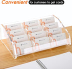 Business Card Holder Display for Desk Muitiple, Clear Acrylic Business card Stand Rack for Women and Men 12 slots 4Tier, Organize 600 cards (12 Slots）