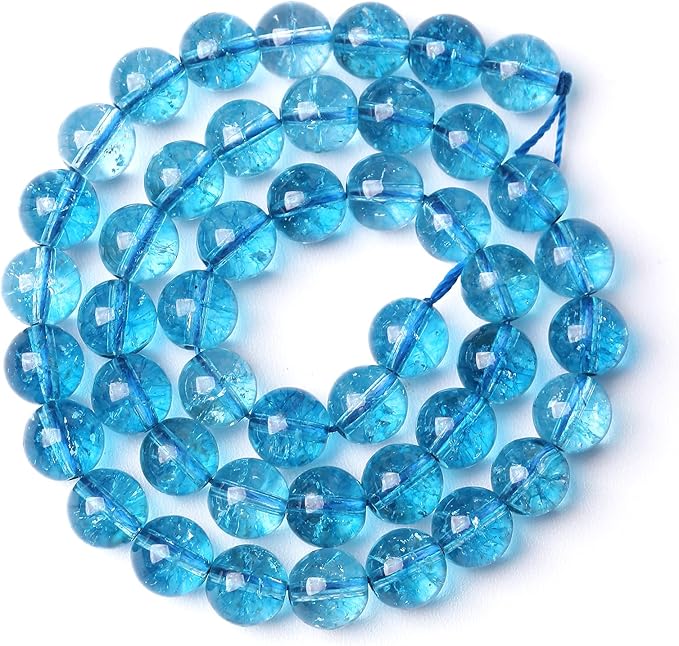 10mm 38pcs Blue Topaz Crystal Quartz Natural Stone Round Loose Beads for Jewelry Making DIY Bracelet Necklace Earrings