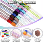 Swpeet 20 Rolls in Total 200 Yards 2.2cm×10 Yards Colorful Lace Ribbon Unilateral Floral Pattern Fabric Lace Ribbon, Lace Trim Ribbon Crafting Lace for Wedding Decorating, Sewing Gift Wrapping