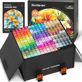 Shuttle Art 206 Colors Alcohol Markers, 204 Colors Dual Tip Art Marker Set Plus 2 Colorless Blender, Micro-tip Pens, White Highlighter Pens, Marker Bag Perfect for Students Adults Coloring