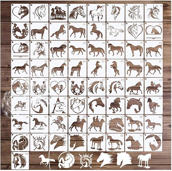 Small Stencils for Painting on Wood Reusable, 3 Inch Reusable Stencil for Craft Ornament Paint Template Stencils for Wall Card Rock Wood Signs Coasters Canvas Home Decor (Horse)