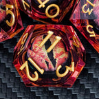 ARUOHHA DND Resin Dice Dragon Eye Dice Liquid Core Red Sharp Edged Dice Set with Gift Box, Polyhedral D and D Dice Set Role Playing Game D20 D12 D10 D8 D6 D4