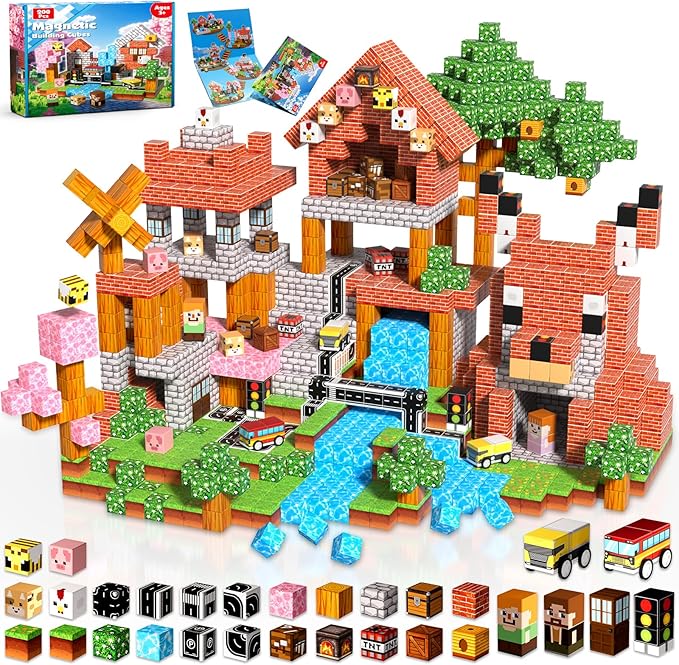 200 PCS Magnetic Blocks - Magnetic Building Blocks Cubes, Magnet Toys for Kids Age 3+, Toy Building Set for Kids, Magnets Stacking Construction Birthday Gifts for Boys Girls Age 4-8, 8-12
