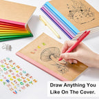 feela 48 Pack Composition Notebooks Bulk, Kraft Cover Lined Blank College Ruled Composition Travel Journals with Rainbow Spines For Women Students Business, 60 Pages, 8.3”x 5.5”, A5, 16 Colors