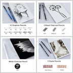 KALOUR 135 Drawing Set Sketching Kit,Art Supplies with 3-color Sketchbook & Coloring Paper,Include Tutorial, Oil Based, Neon,Graphite, Charcoal, Watercolor & Metallic Pencil,for Artist Adults Beginner