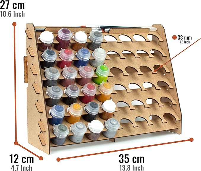 Paint Rack for model paints. Hobby craft Citadel compatible wall paint rack stand holder organiser storage for miniature warhammer art artists (33 mm)