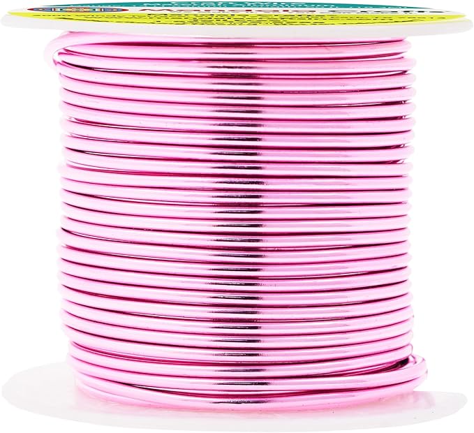 Mandala Crafts 14 Gauge Anodized Aluminum Craft Wire for Jewelry Making - 60 FT Colored Flexible Pink Wire - Bendable for Bonsai Armature Crafting Sculpting