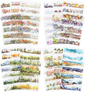 80 Sheet Nature PET & Washi Sticker Book Set, Pre-Cut Landscape Stickers for Scrapbooking, Journaling, and DIY Crafts