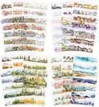 80 Sheet Nature PET & Washi Sticker Book Set, Pre-Cut Landscape Stickers for Scrapbooking, Journaling, and DIY Crafts