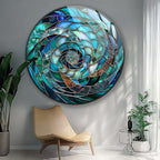 My Photostation.com 31.5''(80cm) Diameter Ocean Vortex Spiral Round Glass Wall Art Tempered Glass Printing Wall Decor Large Wall Art Wall Hangings