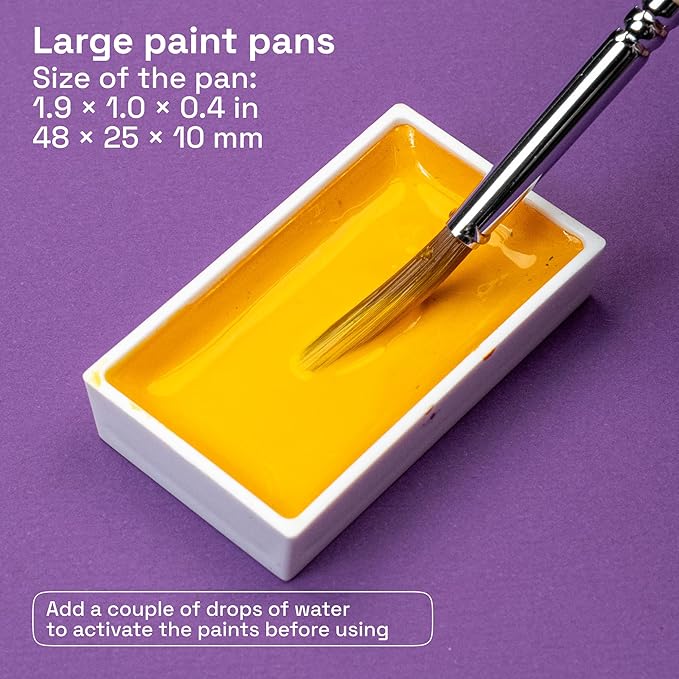 ARTISTRO Professional Watercolor Paint Set for Adults - 48 Pigment-Rich Colors, XL Pans, ASTM-I Lightfastness, High Tinting Strength Watercolor Set for Professionals made by professionals
