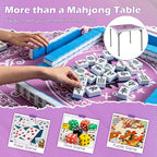 Giantex Folding Mahjong Table, 35" Square Card Table with Cup Holders, Removable Noise Reduction Mat, HDPE Tabletop, 4-Player Portable Domino Tables for Poker Blackjack Board Game (Pink)