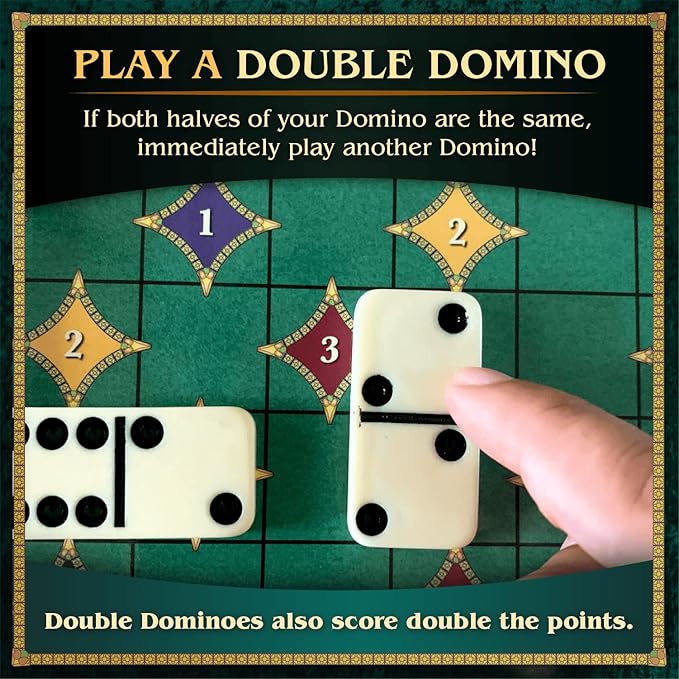 Calliope Games Double Double Dominoes - Mexican Train Domino Board Game With a Twist - Family Game For Game Night -2-4 Players