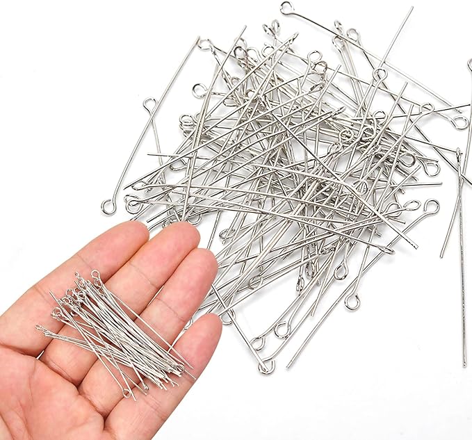 260pcs Silver Filled Eye Pins Non Tarnish Craft Earring Bracelet Jewelry Making Accessories Supplies (20mm (0.78in, Silver-Eye Pin)