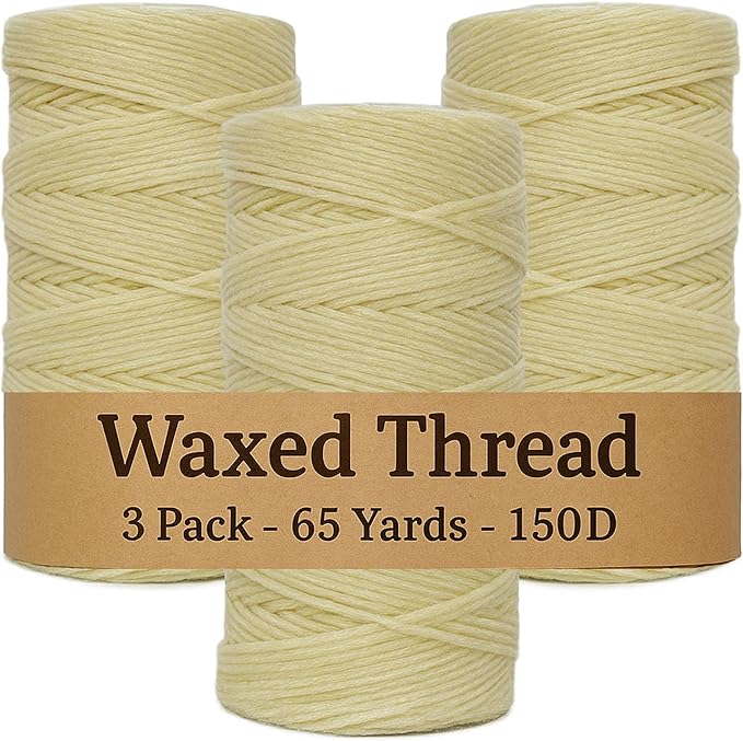 Waxed Thread 3X Wax Thread, 65 Yardx0.8mm Wax String, 150D Waxed Leather String in Cream Perfect Dream Catcher Supplies