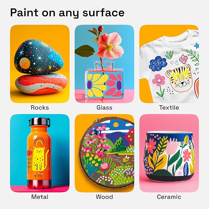 ARTISTRO Vibrant Acrylic Paint Markers for Rock, Fabric, Glass, Wood, Paper, Ceramic, Canvas & More - 36 Dual-Tip Paint Pens (Dot & Fine) - Quick Dry, Teacher Classrooms Must Have, Drawing Markers