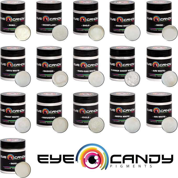 Eye Candy Pigments Premium White Mica Powder - Shiro White (25gr) - for Epoxy, Resin, Soap, Paint, Woodworking, Acrylic Pouring, Bath Bombs, Fishing Lures - DIY Arts and Crafts Additive