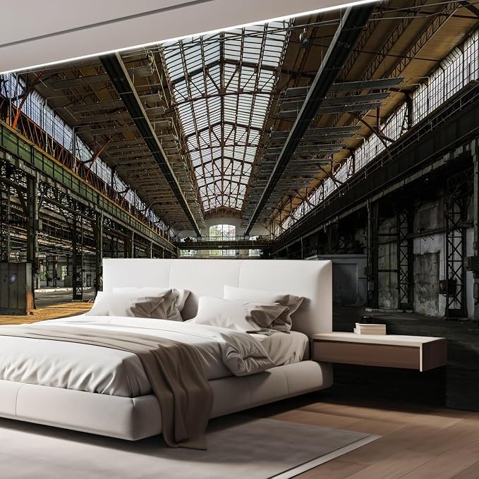 wall26 Industrial Interior of an Old Factory Building Removable Wall Mural | Self-Adhesive Large Wallpaper - 120x120 inches