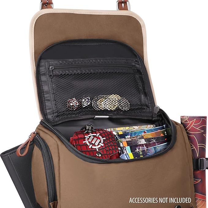 ENHANCE Designer Edition TCG Backpack - MTG Deck Bag Card Binder Space, TCG Deck Box Storage, MTG Playmat Holder - Card Storage Compatible with Magic the Gathering, Pokemon, Lorcana (Canvas Tan)