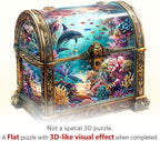 Wooden Puzzles for Adults, Treasure Chest Ocean Wooden Jigsaw Puzzle Unique Shape Animal Wood Puzzles Adult 3D Visual Effect, Birthday Gifts for Puzzle Lovers Family Games (M-11.4 * 11in-190pcs)