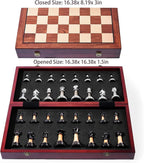 VAMSLOVE Chess Set Large 16''/42cm Folding Wooden Board with Deluxe Weighted Acrylic Chess Pieces - 3.5" King with Storage Slots for Adults House Warming Retirement Gift