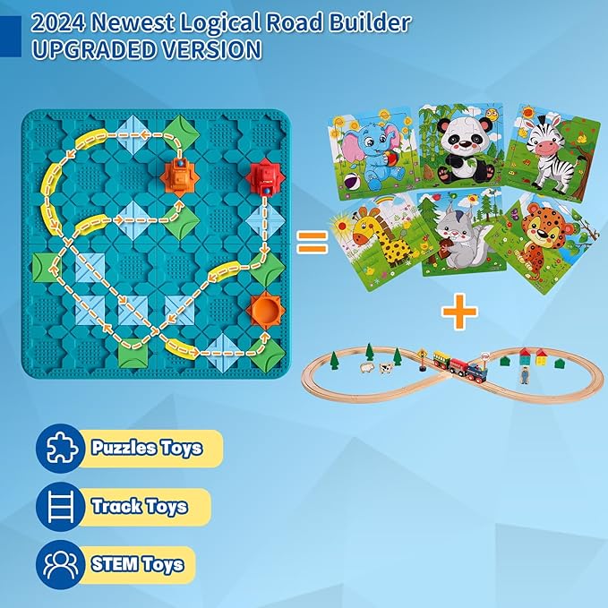 Kids Board Games Learning Toys, STEM Educational Logic Kits with 200+ Challenges & 4 Difficulty Levels, Brain Puzzles Maze Games for Boys Girls Ages 3-10 Birthday Gifts