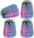 ZESION 4Pcs Sewing Thimbles, Metal Thimbles for Hand Sewing Finger Protector, Quilting Craft Accessories for Knitting Needlework DIY Tools, Dazzling