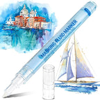 2 Pcs Masking Fluid Pen for Watercolor Painting, Capacity with Applicator Tip, Masking Fluid Marker for Various Art Projects Watercolor Ink (Blue,0.7mm)