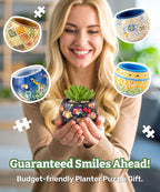 PieceRelax 3D Puzzle Planter 80 Pieces - Flower Pot - Elegant Green, Home Decor Flower Pots for Indoor Cactus, Succulents Pots [K1105]