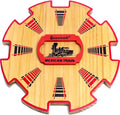 Queensell Wooden Mexican Train Hub – Mexican Train Accessories for Classic Domino Game – Mexican Train Centerpiece 7.8x7.8x0.5 in