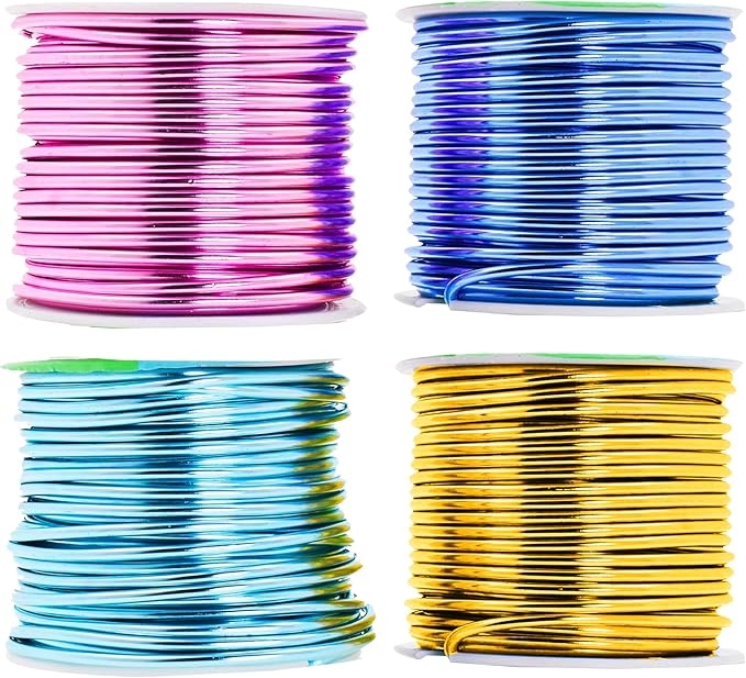 Mandala Crafts 2mm 12 Gauge Pastel Color Anodized Aluminum Wire for Sculpting, Armature, Jewelry Making, Gem Metal Wrap, Garden, Colored and Soft, 4 Rolls