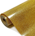 Glitter HTV Heat Transfer Vinyl Rolls- 10" x 8ft. Glitter HTV for Shirts. Iron on Vinyl and Heat Transfer Vinyl for All Cutters Machines. Easy to Cut & Weed Heat Vinyl Designs (Gold)